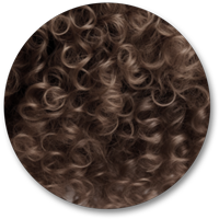 Closeup of curly 3C hair curl pattern